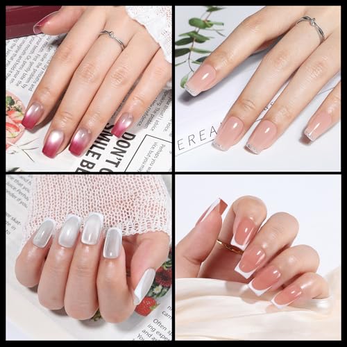 Image of UNA GELLA Short Square Nail Tips, Pre Etched Short Square Gel Nail Tips, 240pcs Soft Gel Clear Press on Nails Full Cover Fake Nails for Nails Extension DIY Salon 12 Sizes At Home