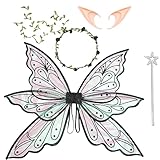 Black Fairy Wings for Adults Dress Up Sparkling Sheer Butterfly Halloween Costume Angel Wings for Women Girls