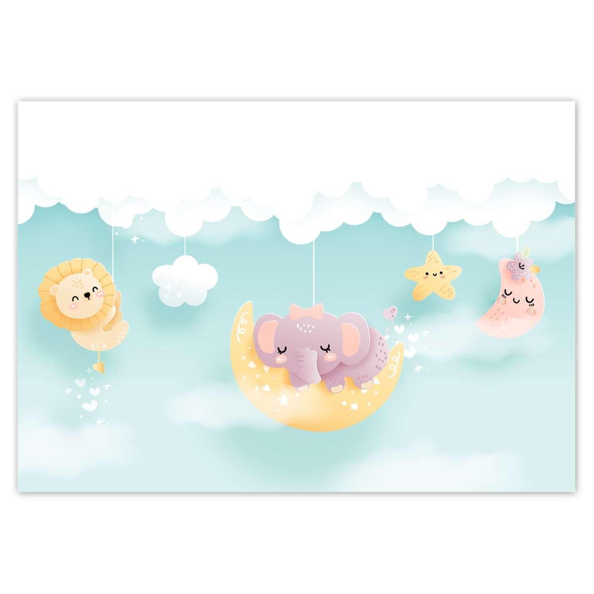 Papier peint non-tissé nuages et animaux 312 x 219 cm tapisserie panoramique H10477Z_TV5BG
