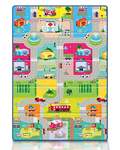 Koru Kids® Alfombrilla de juegos para bebé - sin sustancias nocivas - alfombrilla para gatear - plegable e impermeable - 140 x 200 x 1,1 cm - fabricada en Corea del Sur - modelo City Cover