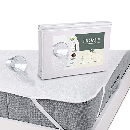 HOMFY Protège Matelas Imperméable, Alèse Respirante, Bonnet Rabat 30cm, Drap Housse, Anti-Acarien...