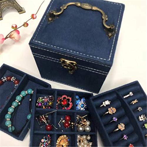 Preisvergleich Produktbild Schminktasche Kosmetiktäschchen Damen Schmuckschatulle Dreischichtiger tragbarer lederner Schmuckkasten 12 * 12 * 12cm, B
