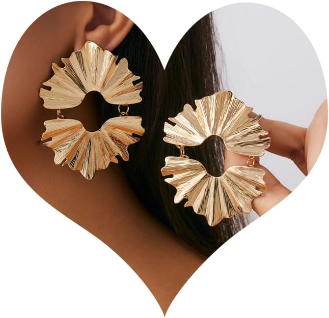 Gold Statement Earrings for Women Geometric Punk Trendy Earring Dainty Jewelry Accessories for Women