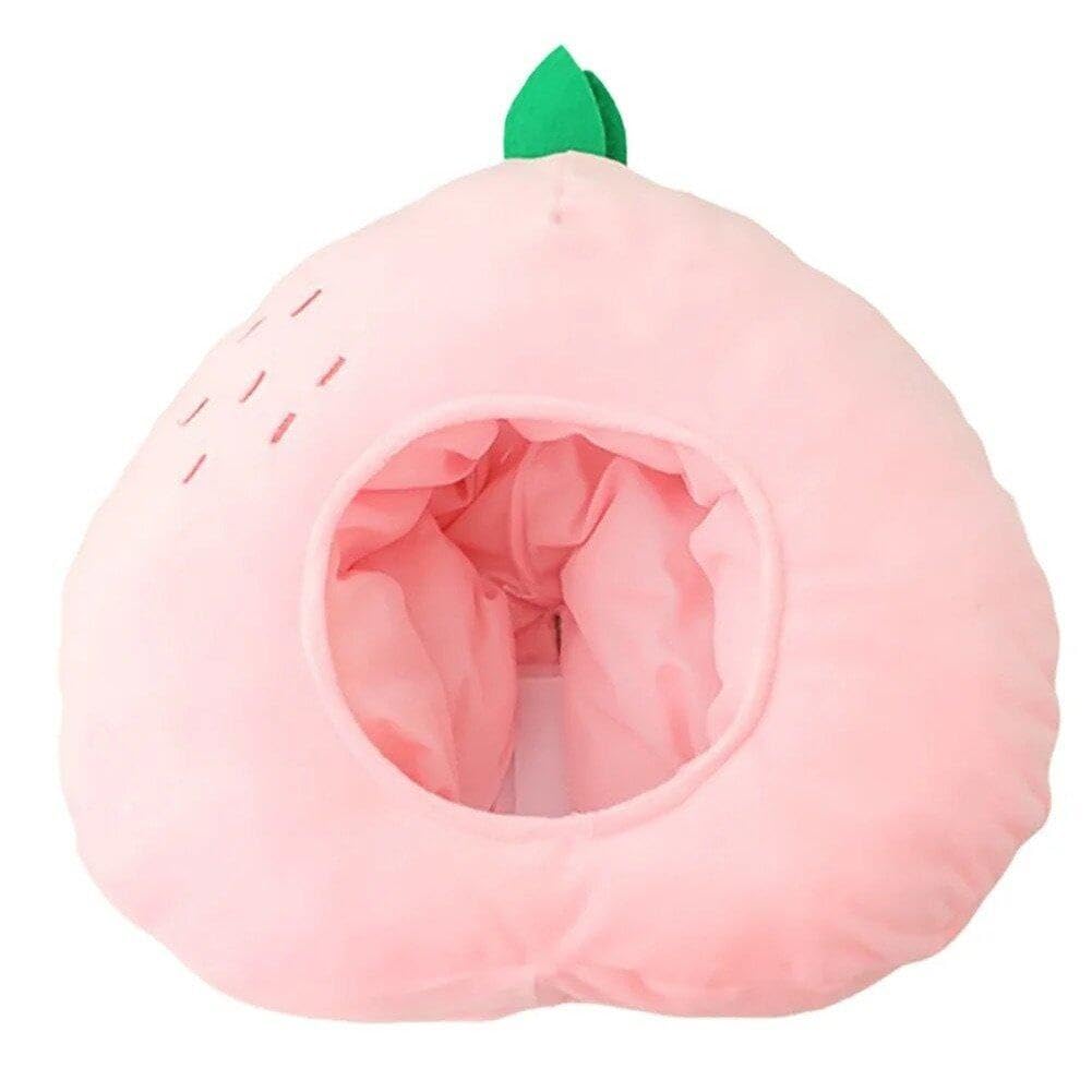 Sanfly Women's Pink Plush Fruit Headgear Hat Peach Hats Stuffed Headwear Cap Novelty Plush Hat Fruit Photo Props Headdress For Carnival Party Costume