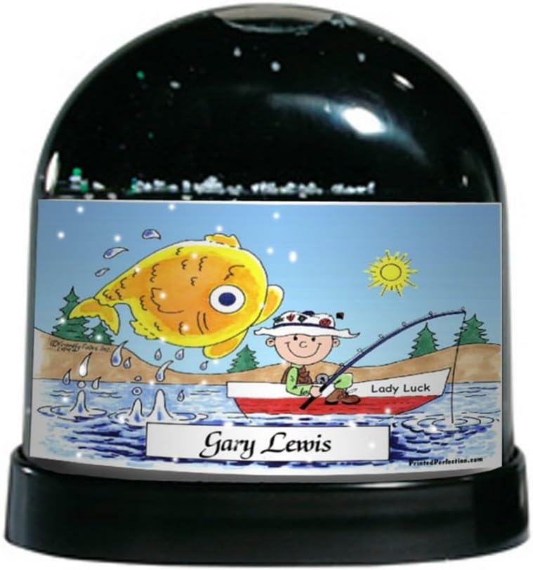 PrintedPerfection.com Personalized Fishing - Male Snow Globe Gift