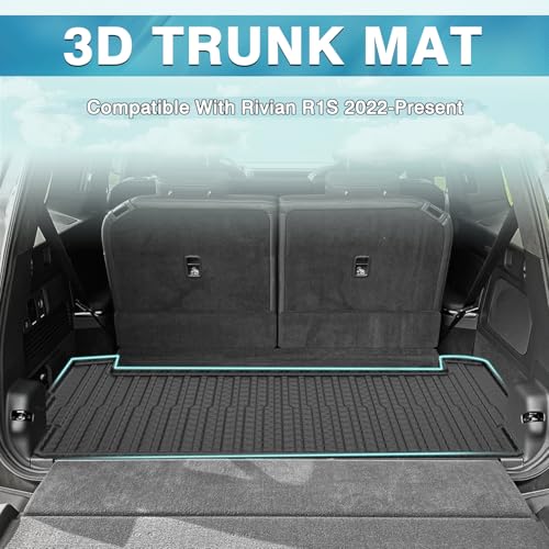 Image of Mixsuper Cargo Liner for Rivian R1S 2022-2024 2025, All Weather Trunk Mat for R1S Accessories Anti-Slip Trunk Liner Rear Cargo Mat Black