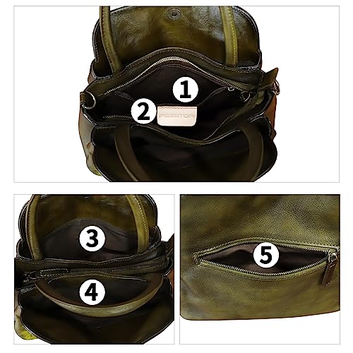 Image of Genuine Leather Handbag for Women Hand Painted Leather Top Handle Satchel Handmade Crossbody Purse