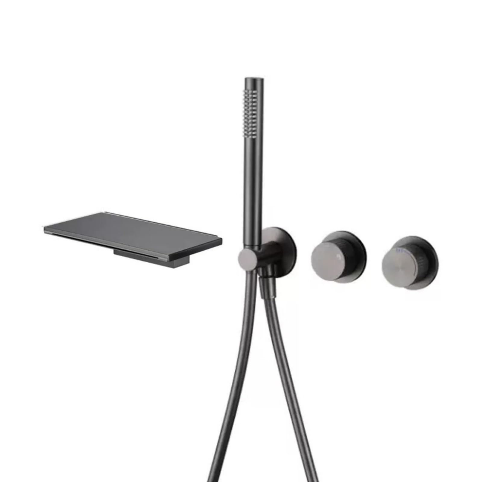 NZPOST Shower Mixer Tap Black Waterfall Shower Mixer Tap Single Lever Shower Head and Hose Set for Bath Ta