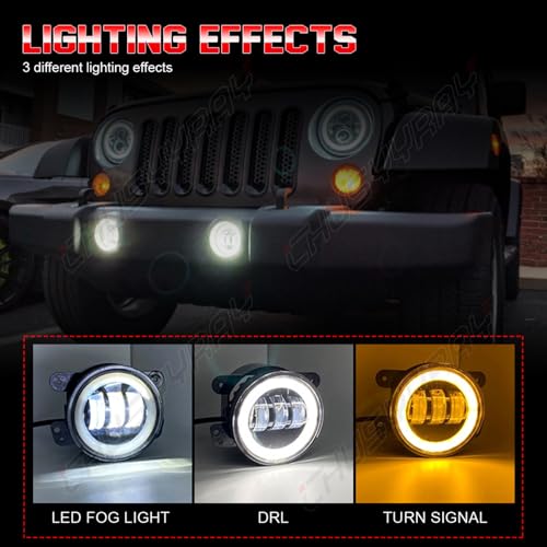 CHUSYYRAY 4 Inch Fog Light Assembly Compatible with Freightliner Coronado Fog Lights Assembly, LED Driving Bumper Clear Lens Fog Lamps with DRL and Turn Signal, 6000K Super Bright, Pack of 2 by CHUSYYRAY - Used condition - Image 5