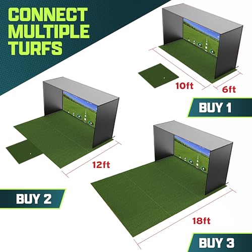 Image of GoSports Golf Simulator Turf - 15 mm Elite Golf Mat for Indoor Home Setups - 10, 12, or 15 ft