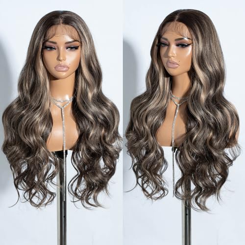 Joedir 13X4 Lace Frontal Wig Pre Plucked Synthetic Lace Front Wigs Natural Looking Body Wave Wigs for Women 30 Inch Loose Deep Wave Wig with Baby Hair Heat Resistant Hair Cosplay Daily Party Wigs