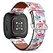 CJBROES Replacement Leather Watch Band, Compatible with Fitbit Versa 3 and Fitbit Sense of Wristband Bracelet Accessory - Trendy Summer Nature Bird