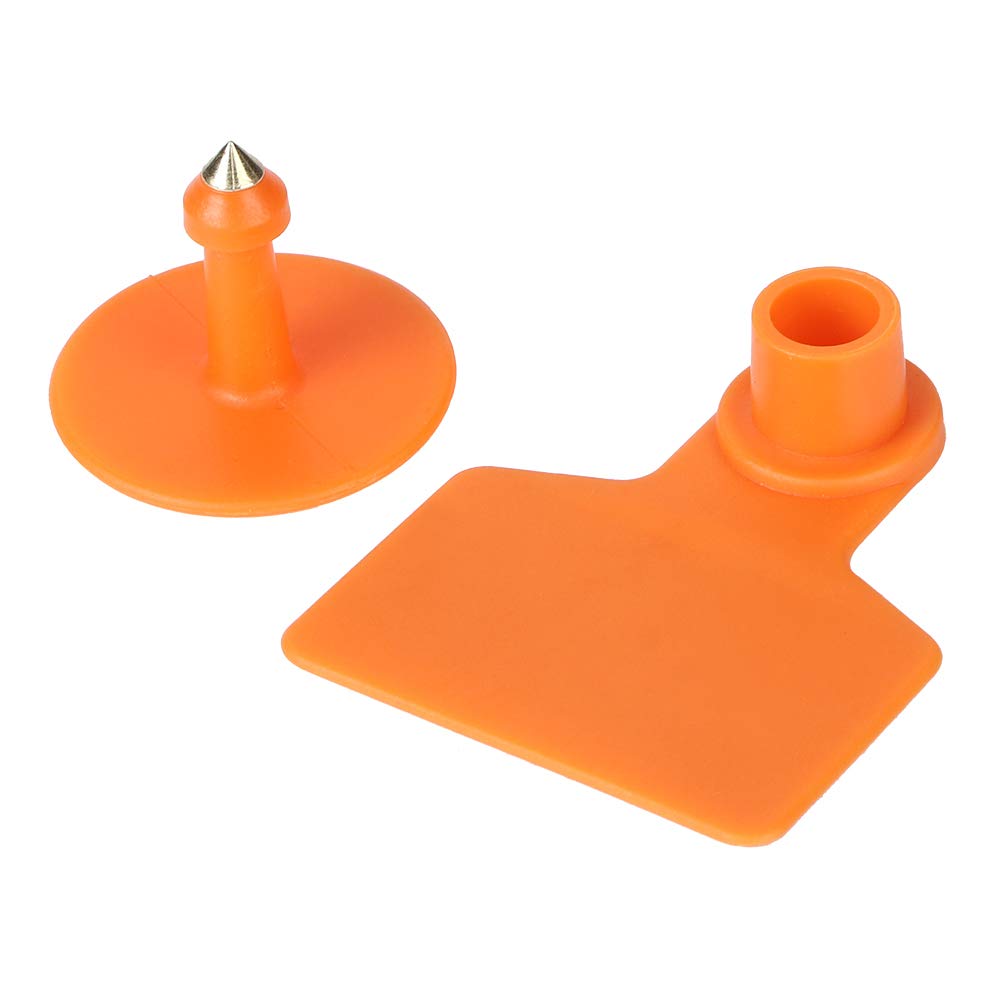 100 targhette auricolari in plastica, per animali, etichette identificative per capra, maiale, mucca, pecora, animale (arancione)