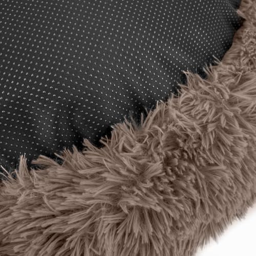 Hundebett Katzenschlafsack 2in1 - Kuschelhöhle & Schlafsack für Hunde und Katzen - Shaggy Fell außen, Sherpa innen - Durschmesser 80 cm - Anti-Slip Unterseite - Made in Poland - Größe XL Beige