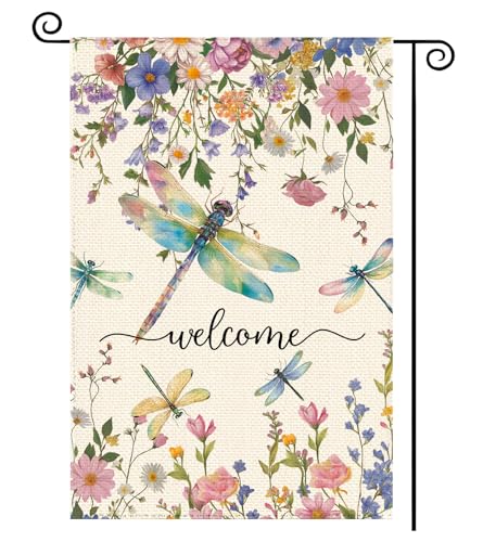 Tikeciti Dragonflies Wildflowers Garden Flag Double Sided Small Yard Flags