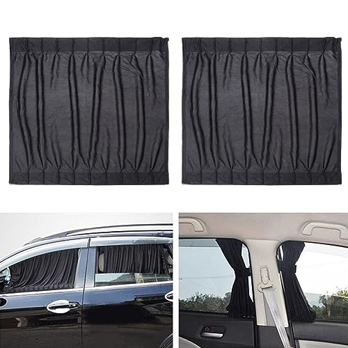 Wakauto Car Side Window Sun Shade 2pcs Auto Side Window Privacy Curtains Blackout Adjustable Sunshades, Car Slidable Window Shield Fits Cars/SUVs (Black)