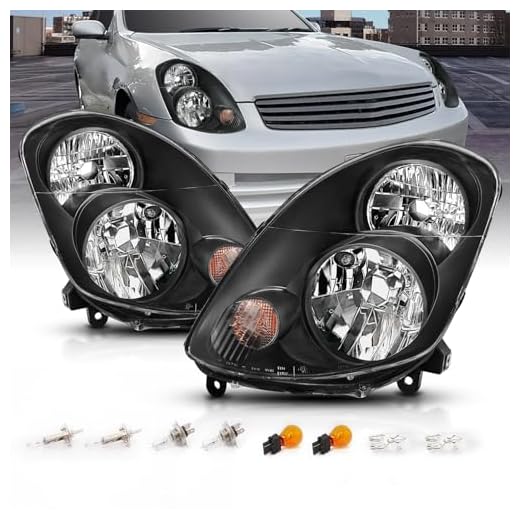 AmeriLite Replacement Black JDM Headlights For 2003-2004 Infiniti G35 4 Door Sedan- Passenger and Driver Side