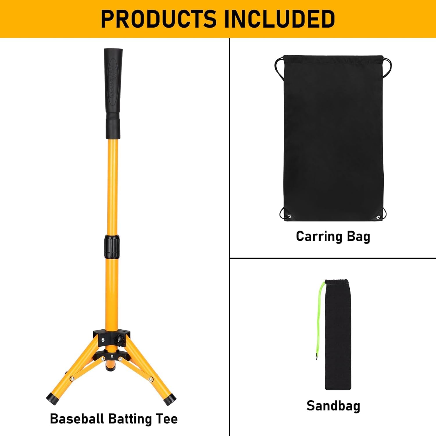 BOOSTEADY Baseball Batting Tee Portable, Hauteur Réglable Trépied de Softball, Tee de Frappe de Baseball Pliable, Tees d'Entraînement de Base-Ball avec Sac de Transport