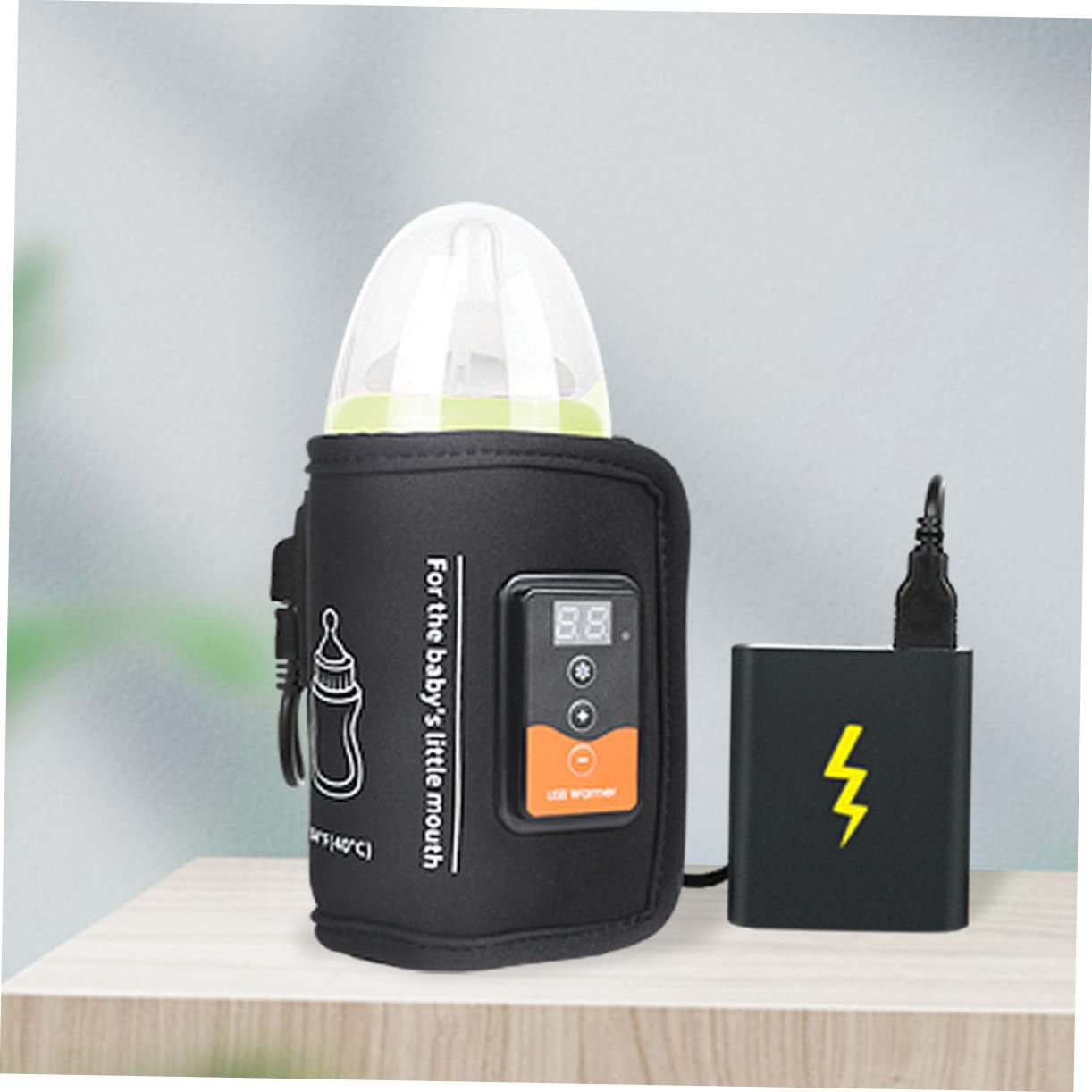 Portable USB Bottle Warmer for Breast Milk Temperature Digital Display Reusable Warmer for Travel Car Convenient Milk Heating for Go Parents