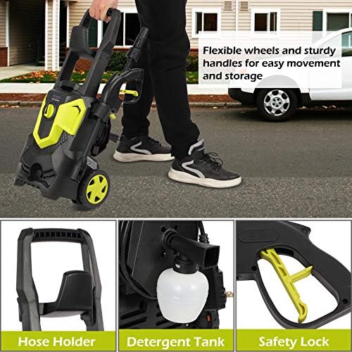 1500W 120Bar 420L/H Pressure Washer, Electric Portable Pressure washer Power Washer Patio Cleaner Jet Wash with Accessories, for Car/Patio/Yard Washing Machine