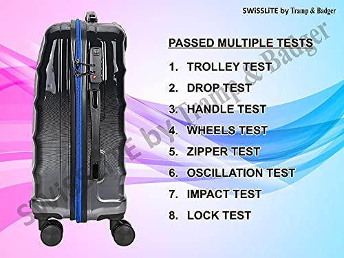Image of Tramp & Badger Swisslite 20-Inch Hard Sided Printed Polycarbonate Cabin Luggage Trolley Bag (Color - Charcoal)