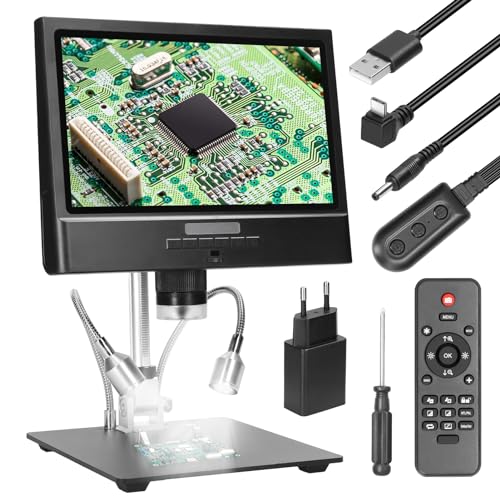 Microscope numérique 1080p Irfora avec écran LCD 10 pouces grossissement 4x et lampe LED pour soudure