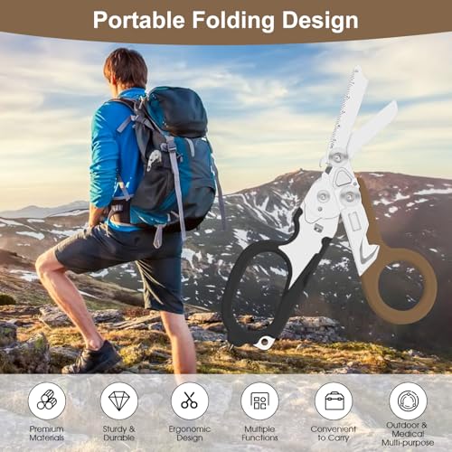 Image of 6-in-1 Heavy-Duty Emergency trauma shears|Folding Emergency Shears| | Multifunctional Life-Saving Tool|Suitable for Emergency Rescue|Outdoor Exploration|DIY Construction and Maintenance|