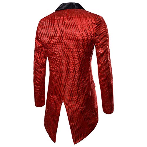 Cloudstyle Mens Sequin Tailcoat Swallowtail Suit Jacket Party Show Tux Dress Coat2