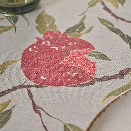 Pomegranate Tablecloth – Linen-Blend Rectangular 55” x 87” – Waterproof Table Cloth for Kitchen & Dining Room – Farmhouse Chic, French Country, & Holiday Decor – Botanical Fruit-Inspired Design - Image 7