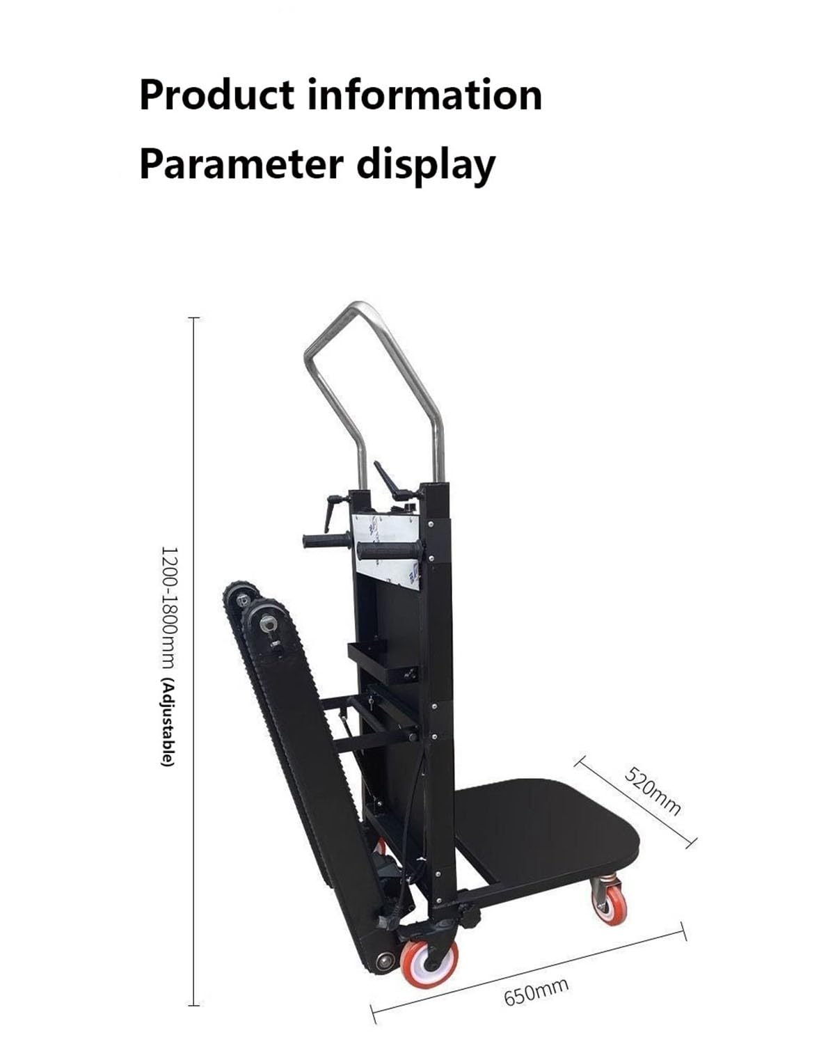 Montascale Tipo Cingolato,Carrello Saliscale Pieghevole Con Cingoli In Gomma,Montascale Elettrico Cingolato,Con Maniglia Telescopica,Batteria Rimovibile Da 48 V/18 A,500W