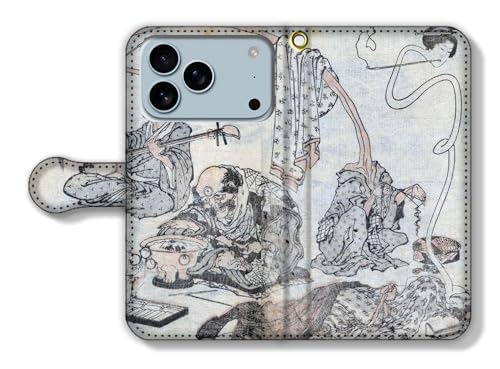 手帳型 iPhone17 Pro互換 スマホケース 【世界の名画】 葛飾北斎 ☆浮世絵☆ 北斎漫画 戯画 漫画 アート 絵画 芸術 日本 和 和風 和柄 伝統 (10)