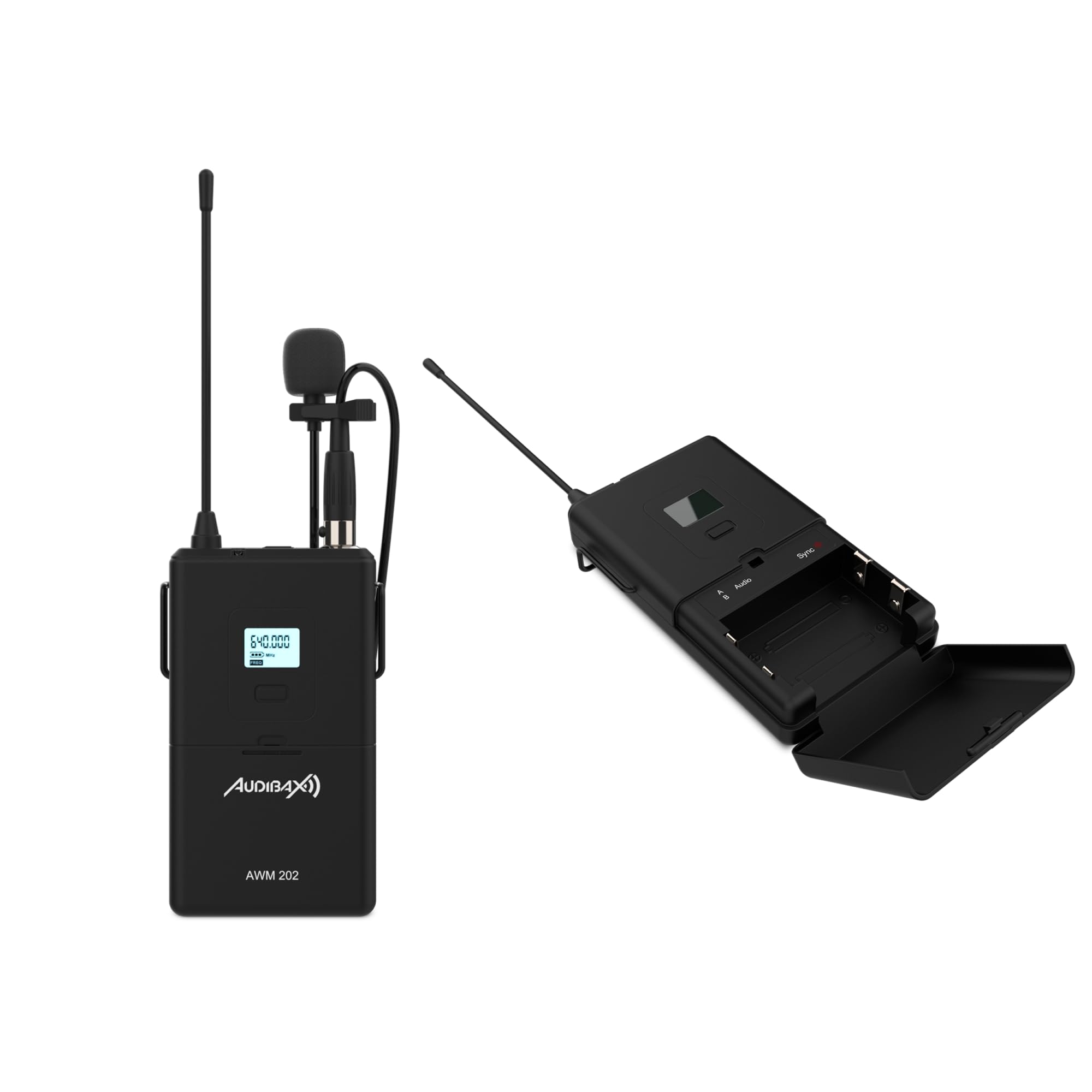 Audibax AWM 202 Sistema Inalámbrico Micrófono Lavalier de 2 Canales UHF