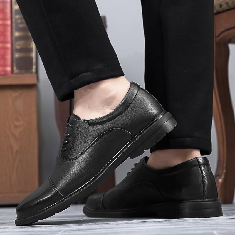 Formal Shoes for Men Lace-up Wingtip Wedding Prom Wedding Anti-Slip Rubber Sole Block Heel Casual Vegan Leather4