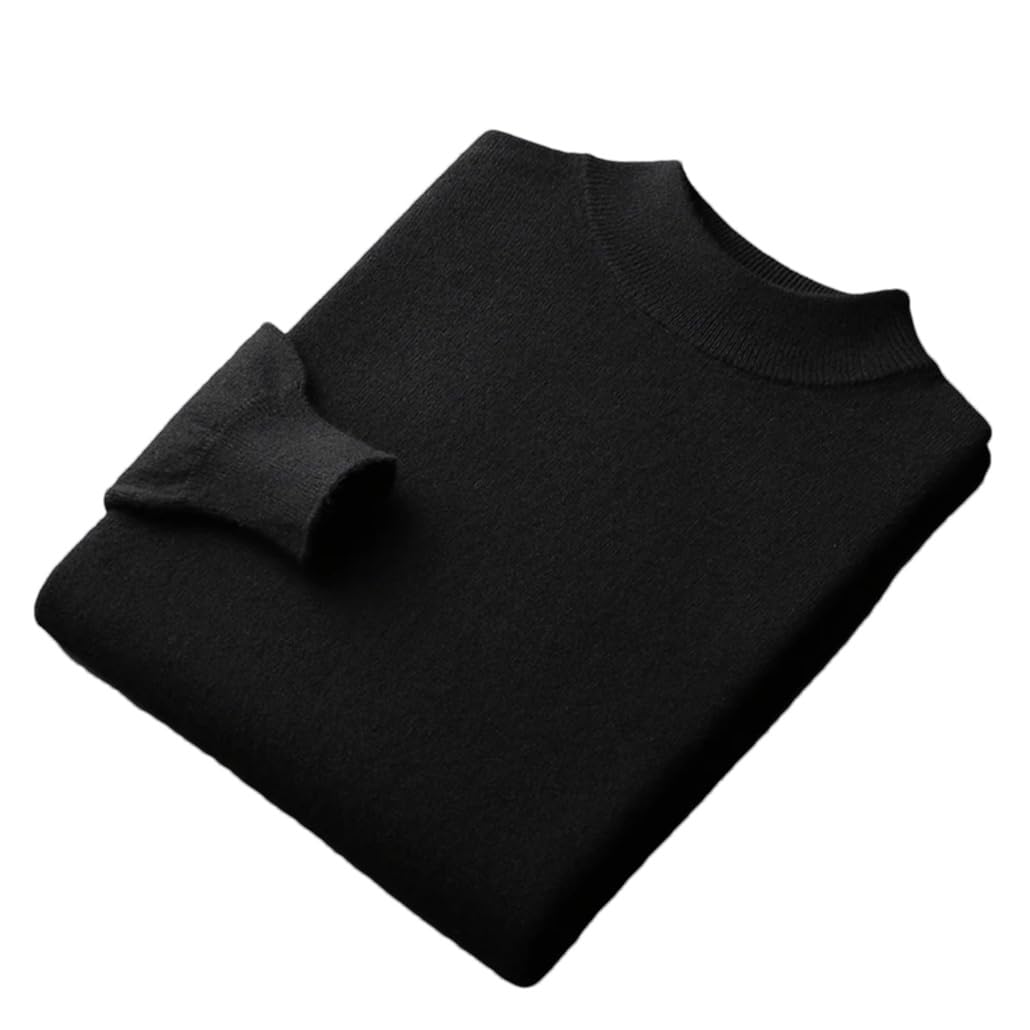 Dninmim Maglione da uomo a collo alto in lana lavorato a maglia a maniche lunghe casual pullover top caldo camicia di fondo