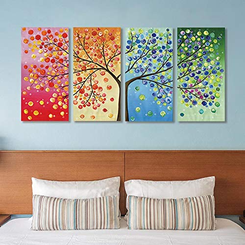 Toile plante abstraite mur art affiche quatre saisons lot de 4 tableaux muraux 40x60cm