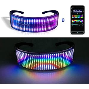 Lixada Unieke led-glazen, led-bril, BT app-besturing voor feestjes, DIY flashing emotions zonnebril voor mannen, vrouwen…