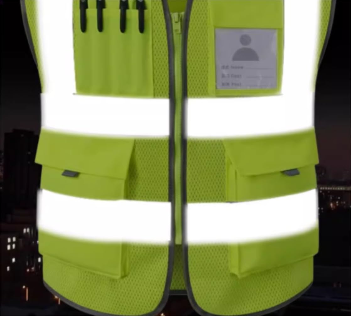 Warnweste, Reflektierende Weste Gelb mit Taschen L, XL, XXL
