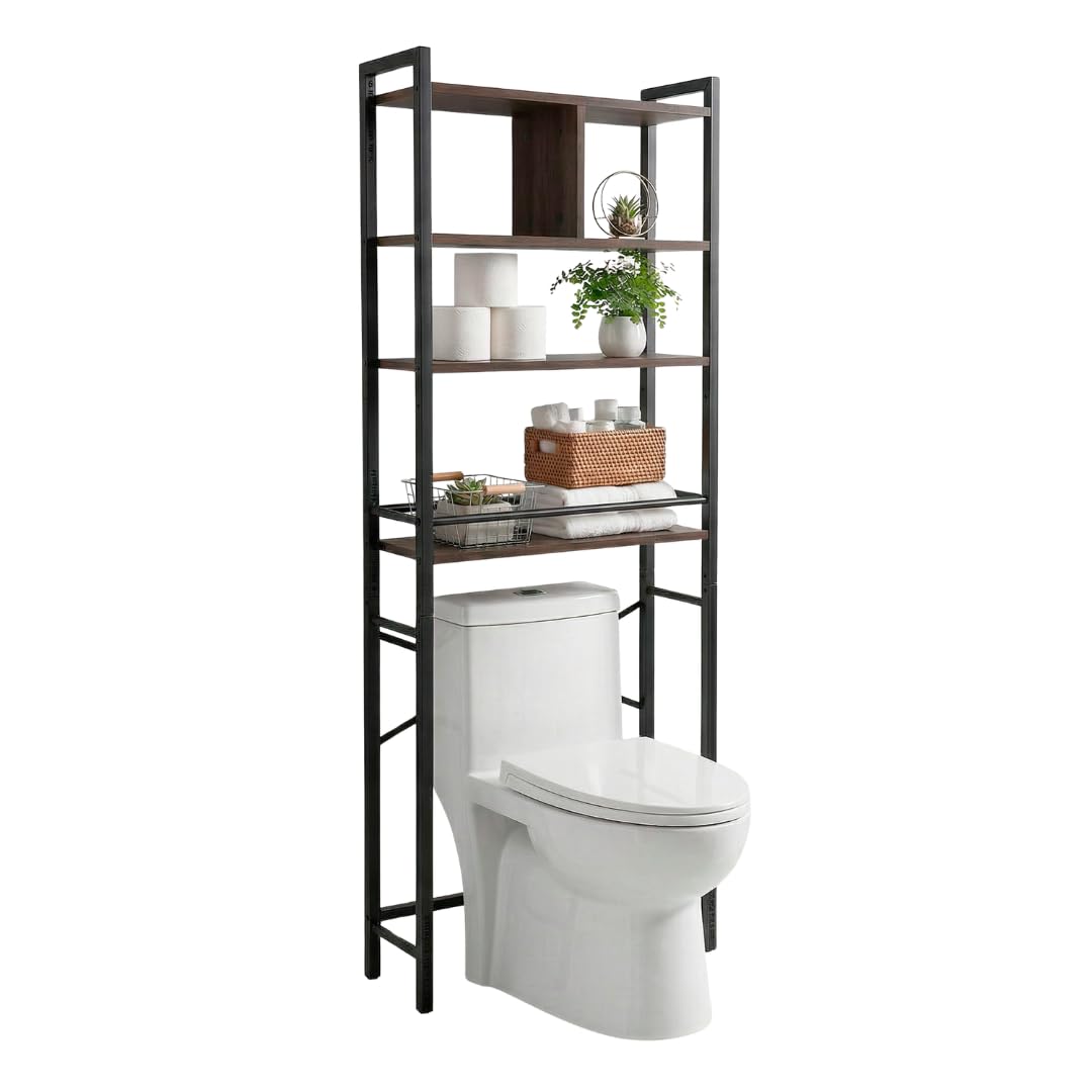 Estantería Baño sobre Inodoro MDF 170 cm con 4 Niveles Organizador Ahorro Espacio