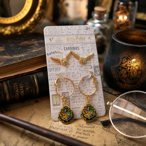 Image of LUV HER Harry Potter Hypoallergenic Earrings for Girls, Stud & Fishhook Drop Sets with Charms One Size Fits All Jewelry for Women Accessories Ages 4+