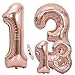 Ouceanwin 2 Palloncini Numero 13 XXL Oro Rosa, Gigante Foil Palloncini Numeri 13 in 2 Dimensioni 40"e 16", Mylar Palloncino Gonfiabile Elio Pallone per Decorazioni Feste 13 Anni Compleanno Ragazze