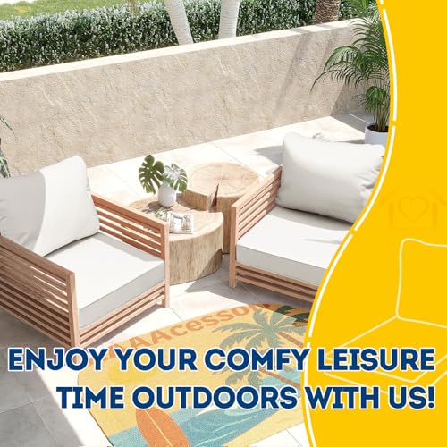 Image of AAAAAcessories Outdoor Seat Cushions for Chairs, Fade-Resistant, Waterproof Patio Furniture Replacement Cushions, 24 inch x 24 inch x 5 inch + 24 inch x 19 inch, Set of 2, Linen White
