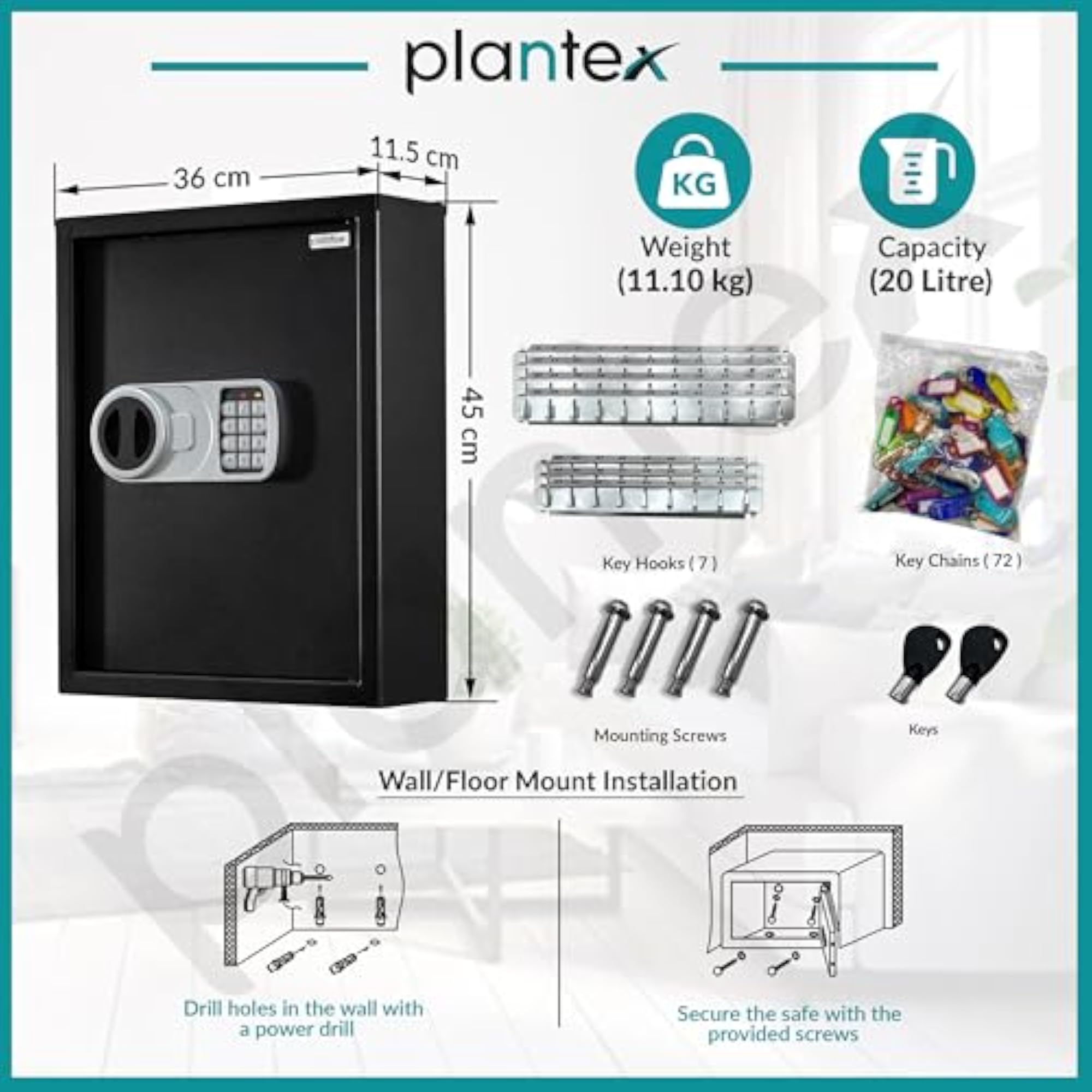 Safe Locker/Key Holder Locker Box for Home, Electronic Keypad