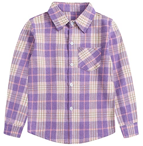 Image of SANGTREE Girls & Women's Long Sleeve Flannel Plaid Shirt Button Down Shirts, 3 Months - US 2XL