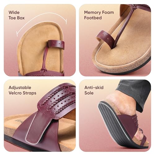 Image of Frido Puneri Chappal for Men | Available in 2 Options- Arch Support & Without Arch | Traditional Indian Leather Sandals with Memory Foam, Wide Toe Box & Zero Drop Design | Adjustable Ethnic Footwear