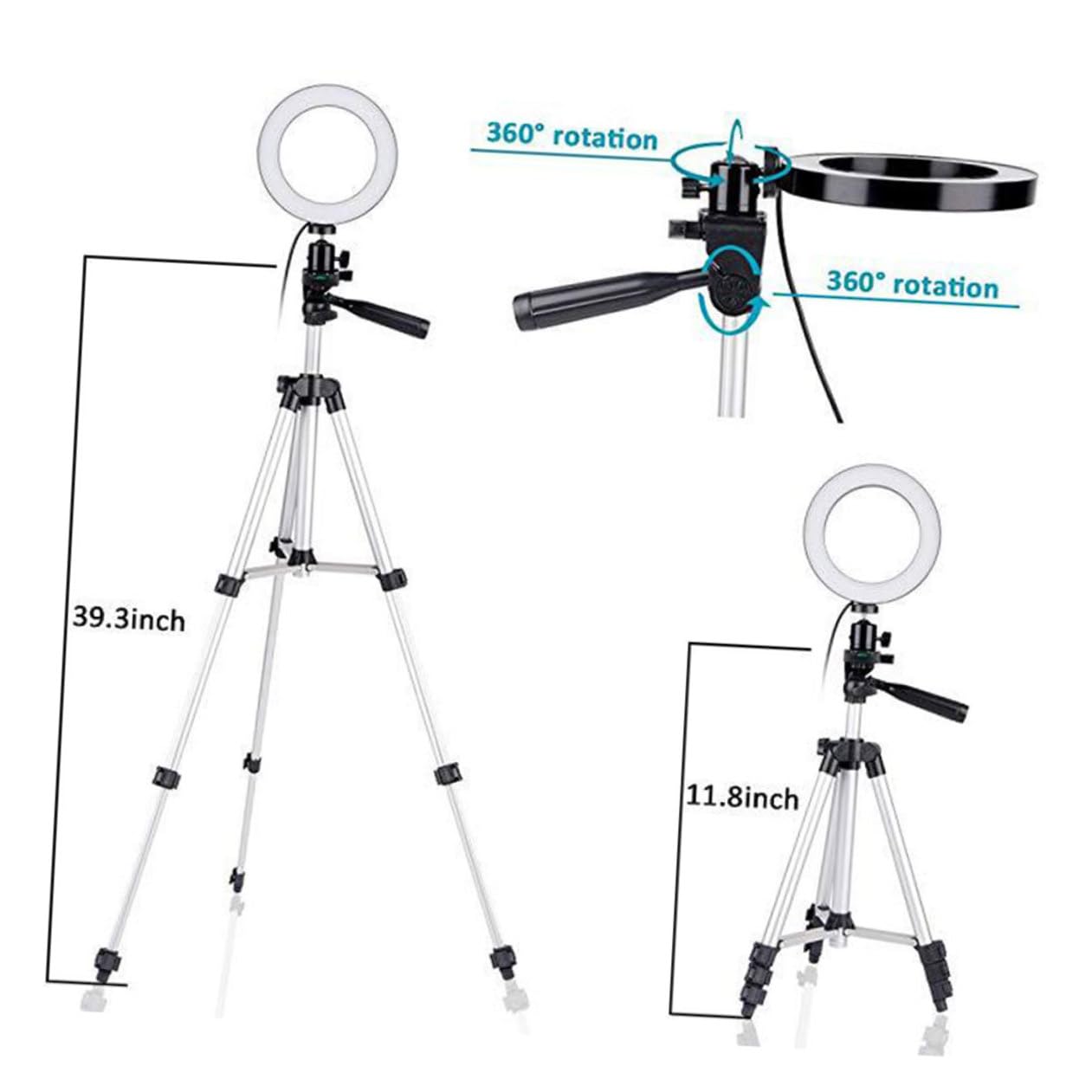 SOLUSTRE Luce ad Anello LED con Treppiede da Supporto per Telefono Cellulare Dimmerabile per Selfie Video Streaming Trucco con Luce LED