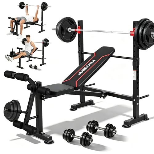 8-in-1 Foldable Olympic Weight Bench Set with Squat Rack