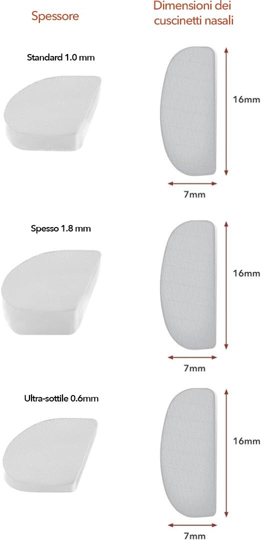 Setex Gecko Grip Naselli Antiscivolo per Occhiali (5 paia trasparenti) - Ultra-Sottile 0,6mm - Fibre Microstrutturate - Presa Ultra Forte e Adesivo Ultra Morbido - 0,6 x 7 x 16mm