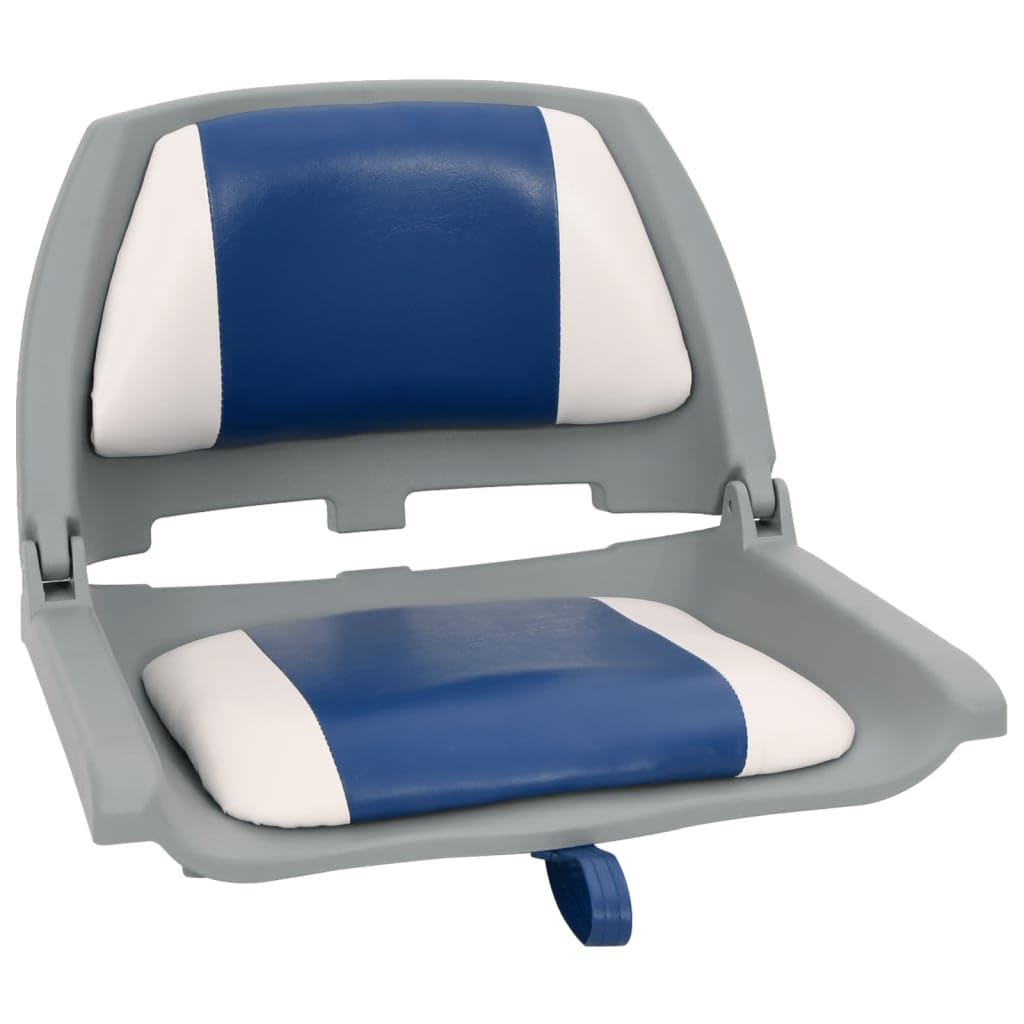 Set di 4 sedili da barca pieghevoli con imbottitura in blu e bianco, con schienale alto, sedia da barca, sedia da barca, sedia da guida imbottita per barche