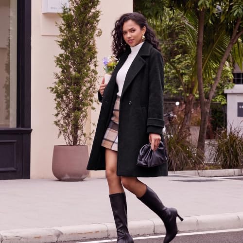 Womens Long Wool Coat Winter Casual Single Breasted Pea Coats - image 3