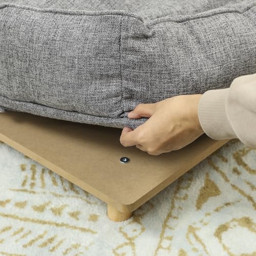 PawHut Hundesofa Hundecouch mit Rückenlehne, Holzbeine Hundebett mit Polyester Haustiersofa Katzensofa für große Hunde bis zu 30 kg und 60 cm Schulterhöhe, 96 x 66 x 24 cm Dunkelgrau